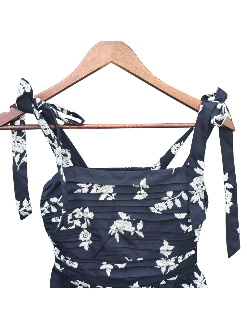 Abercrombie & Fitch Black and White Floral Tie-Strap Emerson Maxi Dress XS Tall